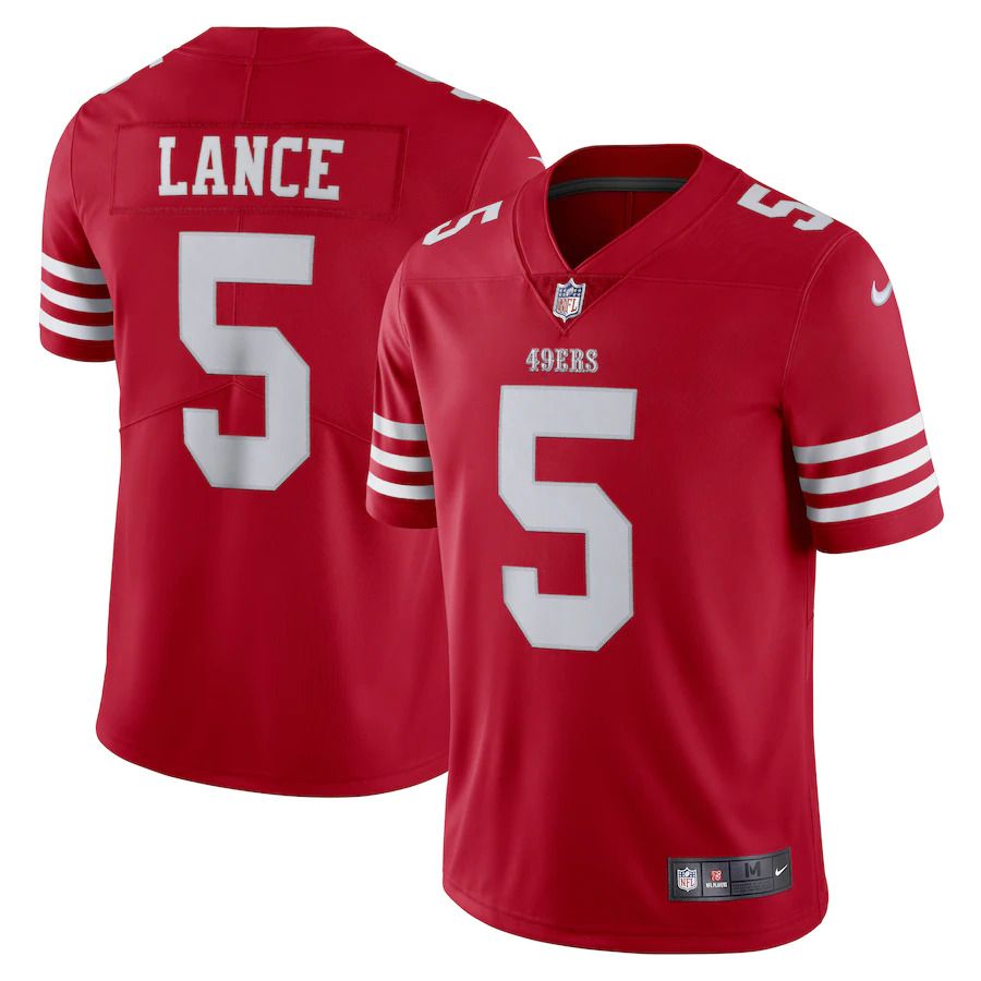 Men San Francisco 49ers #5 Trey Lance Nike Scarlet Vapor Limited NFL Jersey->san francisco 49ers->NFL Jersey